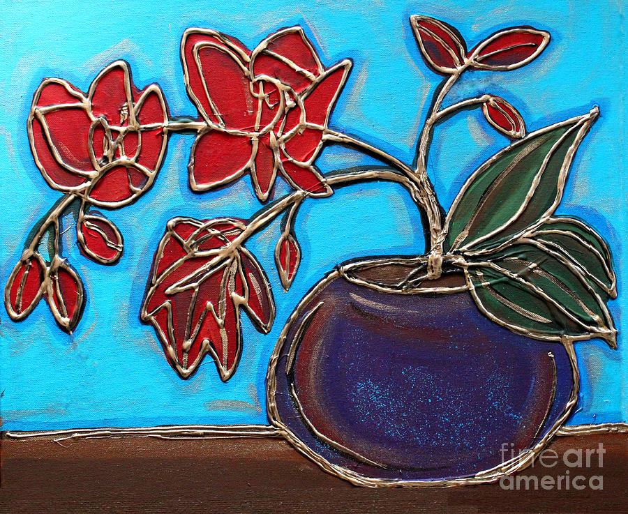 Whimsy Red Orchid Painting by Cynthia Snyder