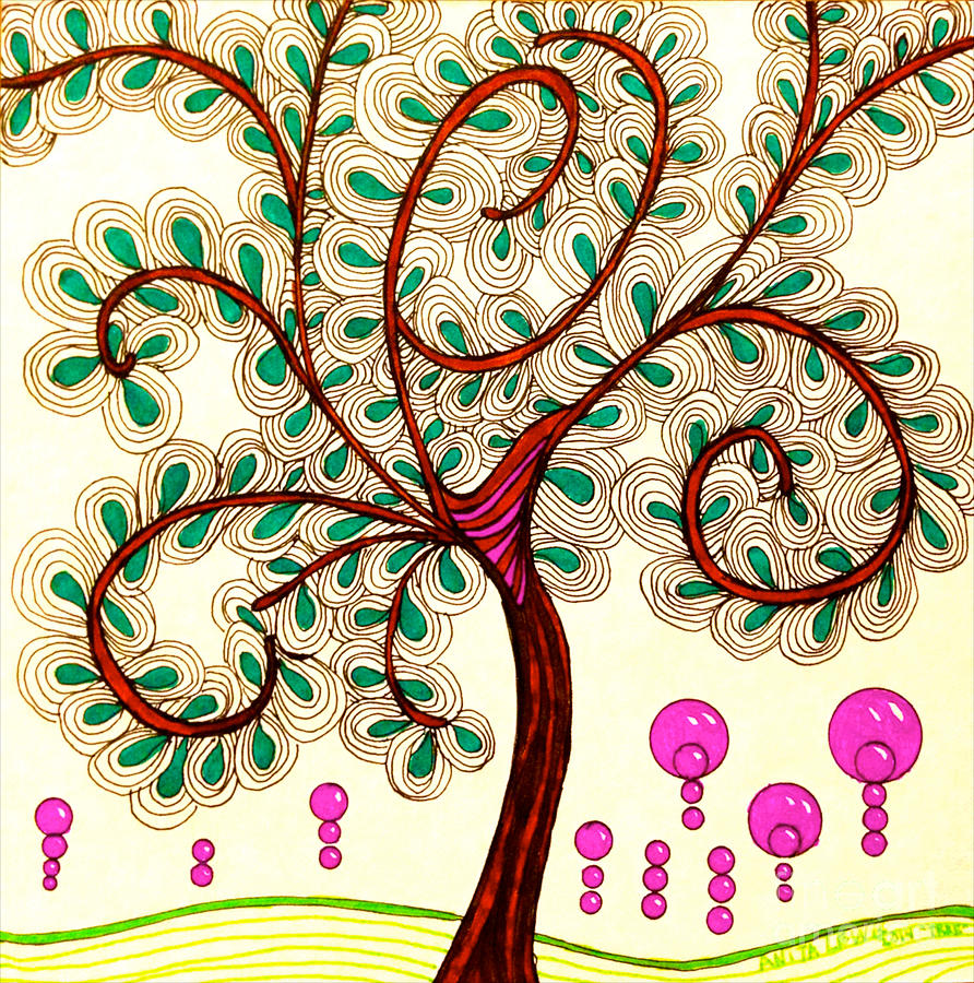 Whimsy Tree Drawing by Anita Lewis