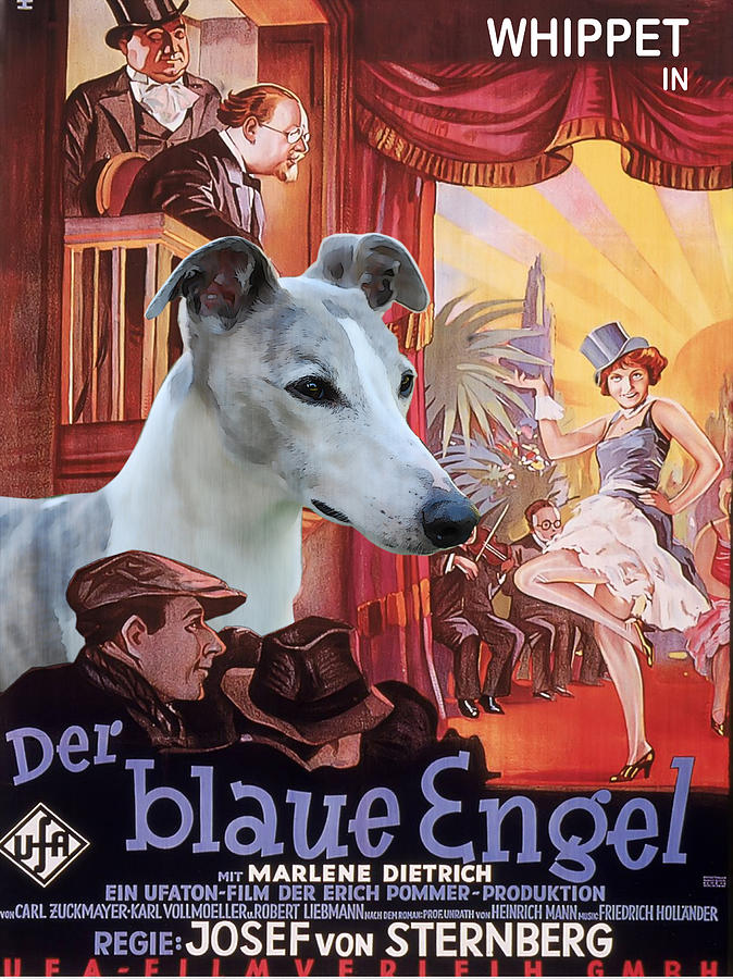 Whippet Art - Der Blaue Engel Movie Poster Painting by Sandra Sij
