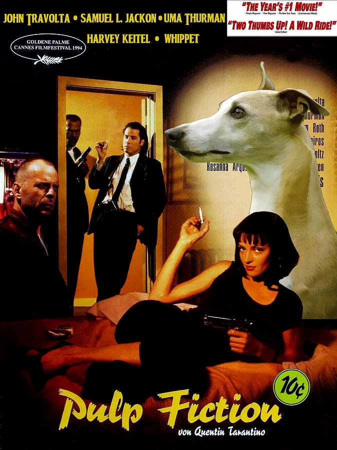 Whippet Art - Pulp Fiction Movie Poster Painting by Sandra Sij