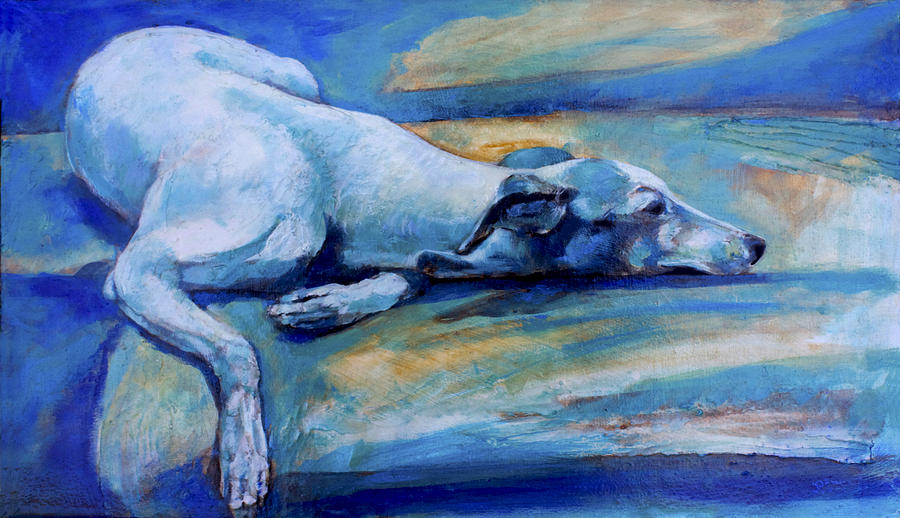Wildlife Painting - Whippet-Effects of gravity-6 by Derrick Higgins