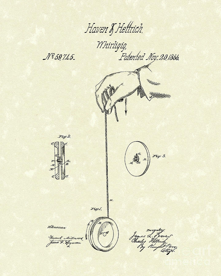 1866 Drawing - Whirligig 1867 Patent Art by Prior Art Design