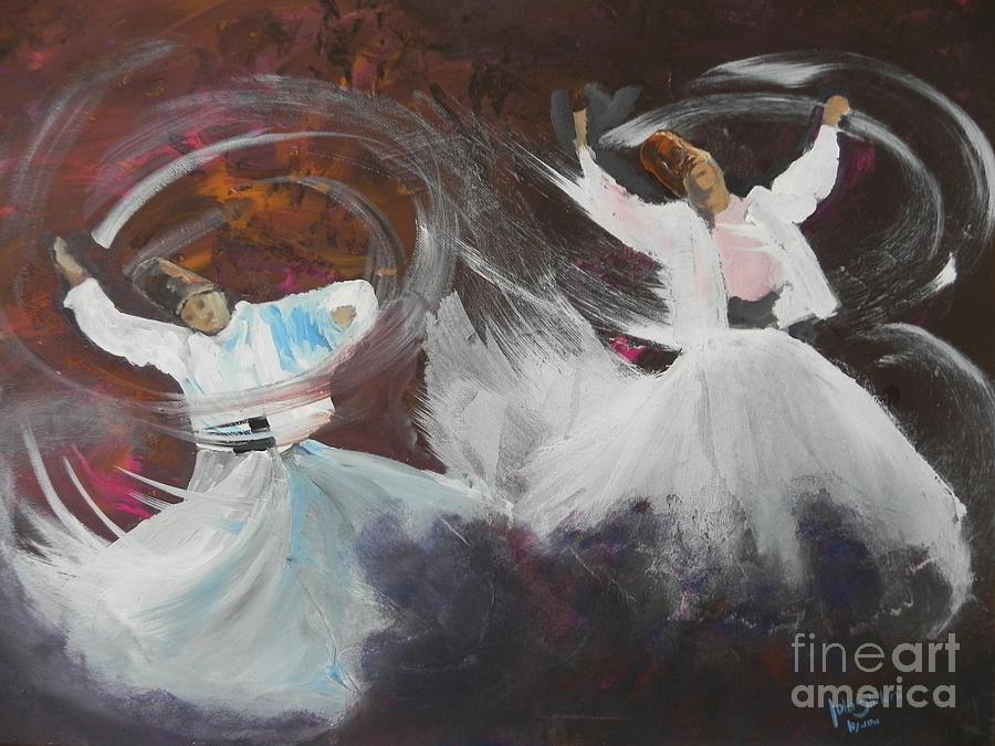 Whirling Dervishes  Painting by Jolanta Shiloni