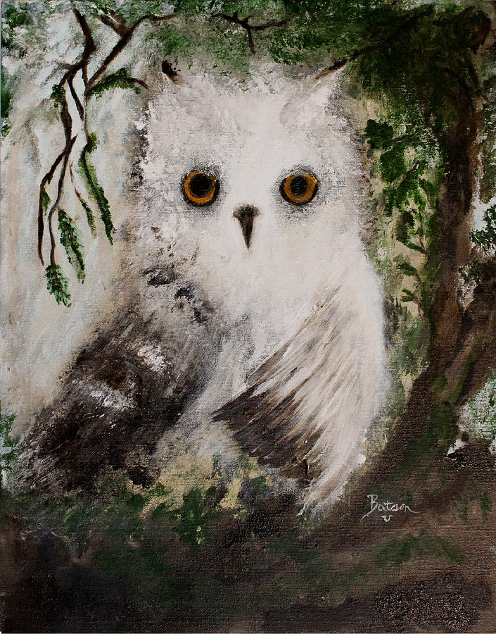 Whisper the Snowy Owl Painting by Barbie Batson