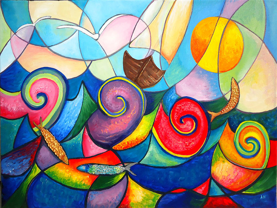 Primary Colors Painting - Whispering Sea by Amani Al Hajeri
