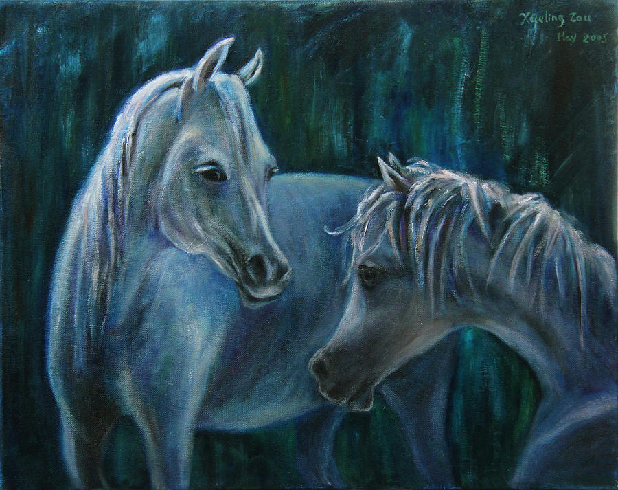 Horse Painting - Whispering... by Xueling Zou