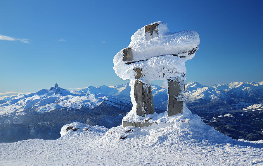 Winter Photograph - Whistler Mountain Inukshuk by Pierre Leclerc Photography