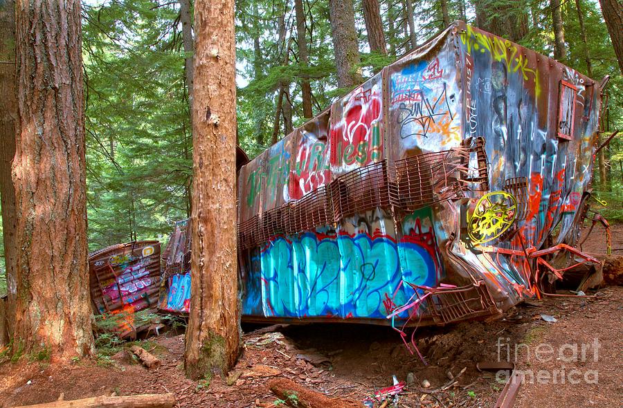 Whistler Train Wreck Box Car Graffiti Photograph by Adam Jewell