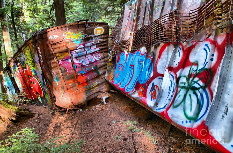 Whistler Train Wreck Covered In Graffiti Photograph by Adam Jewell