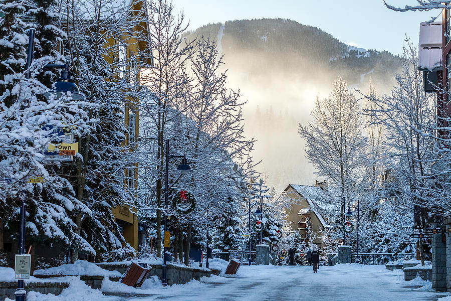 Winter Photograph - Whistler Village on a sunny winter day by Pierre Leclerc Photography