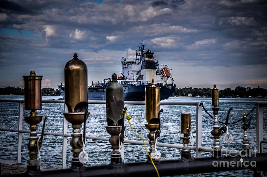 Whistles on the Water St Clair MI and Ship Photograph by Ronald Grogan