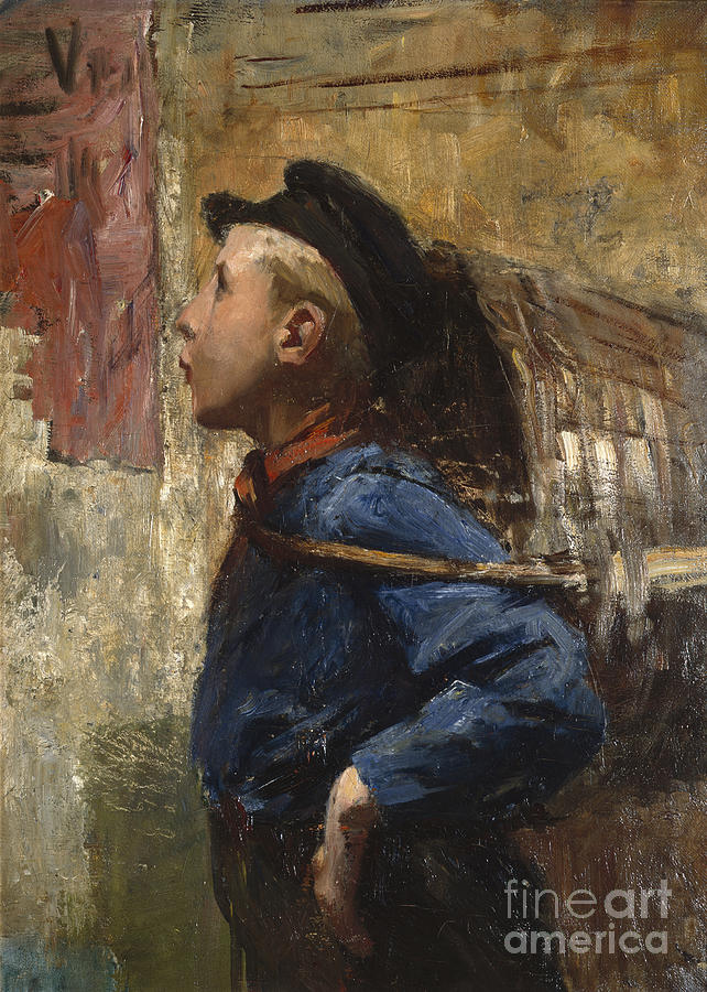 Whistling errand boy Painting by Christian Krohg