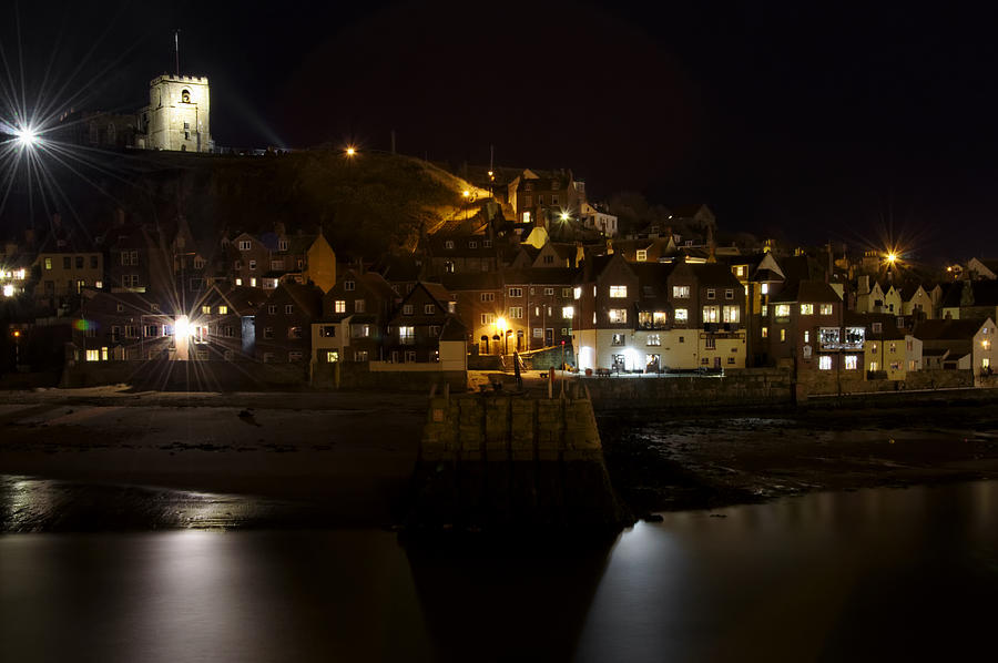 Whitby East Cliff By Night Photograph by Rod Johnson