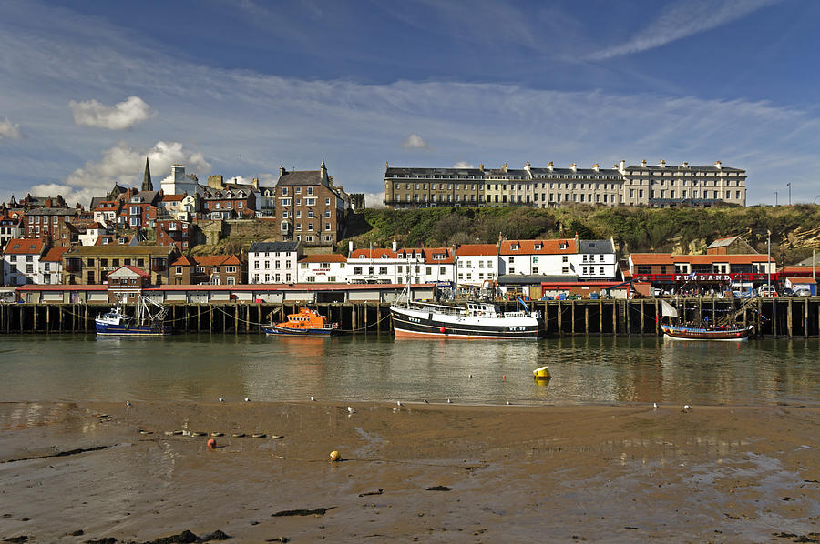 Whitby Lower Harbour and the West Cliff Photograph by Rod Johnson