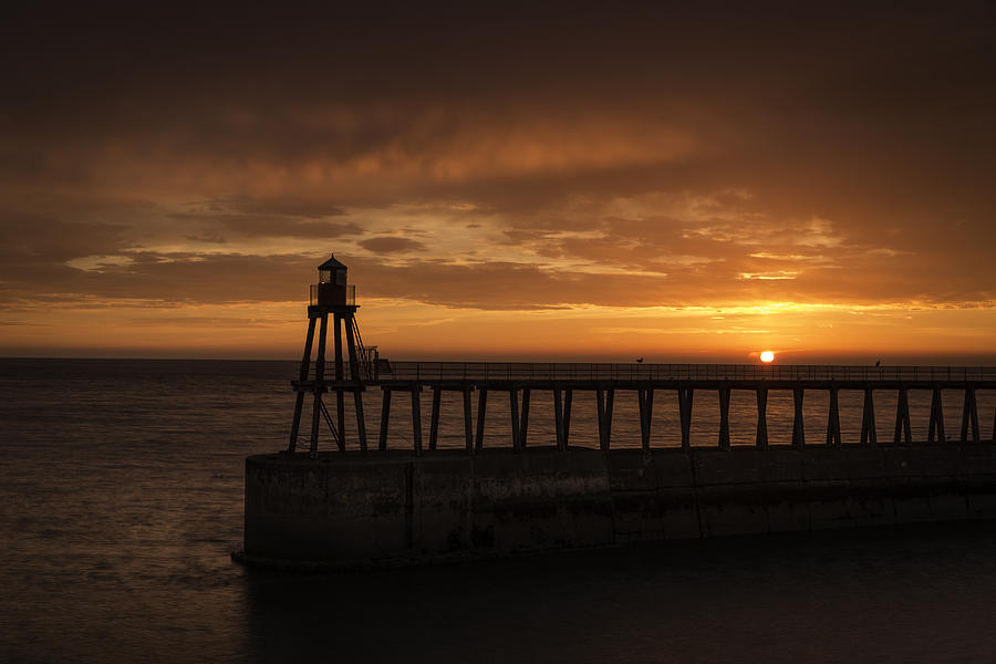 Whitby Pier at Sunrise Photograph by Wendy Chapman