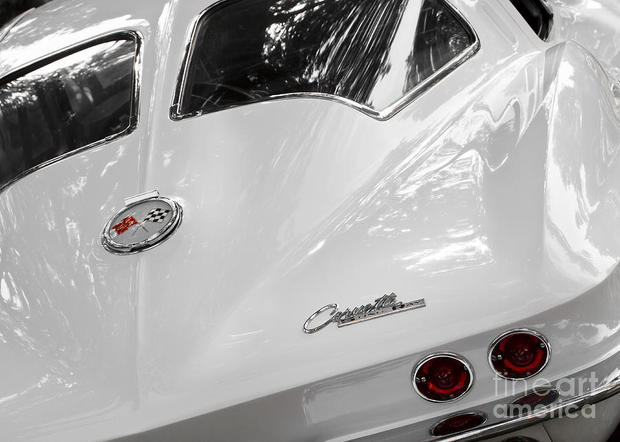 Vintage Photograph - White 1963 Corvette by Dennis Hedberg