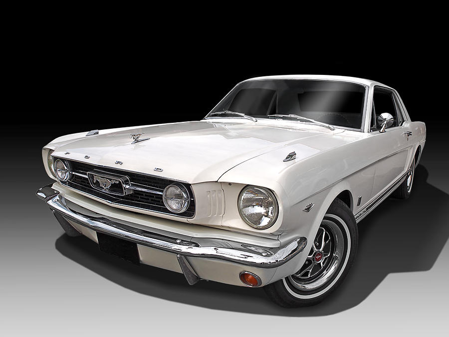 Mustang Photograph - White 1966 Mustang by Gill Billington