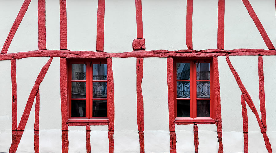 White and red half-timbered house detail Photograph by Dutourdumonde Photography