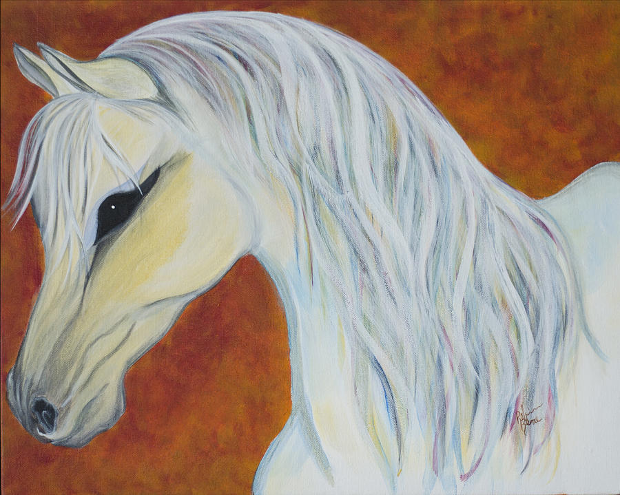 Horse Painting - White Autumn by Robin Hillman