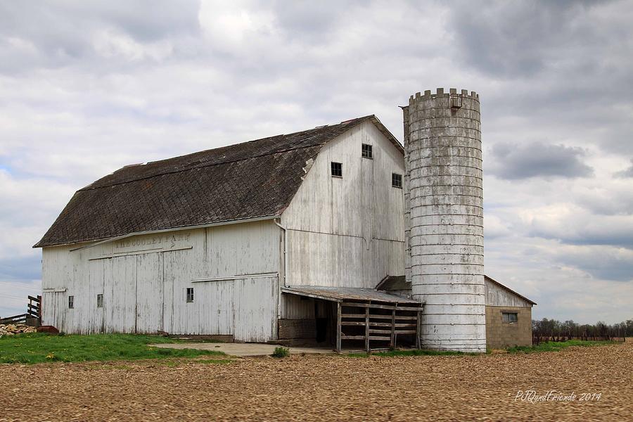 White Barn and Silo Photograph by PJQandFriends Photography