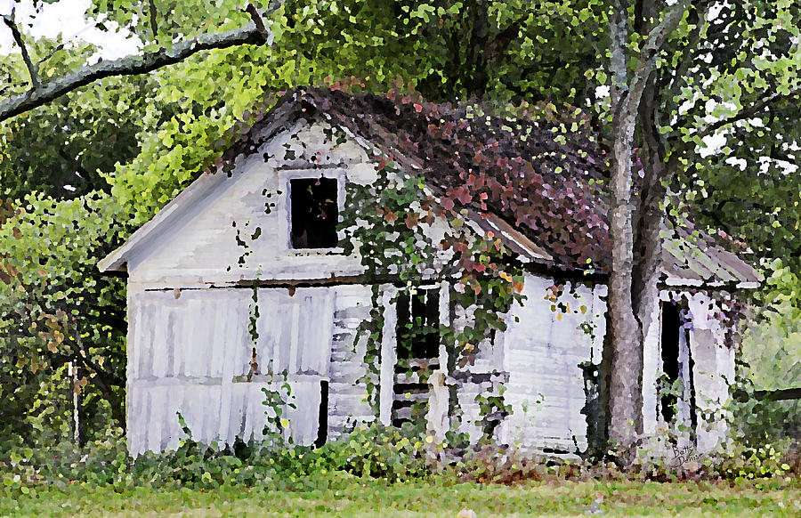 Fall Photograph - White Barn in Autumn by Betty Denise