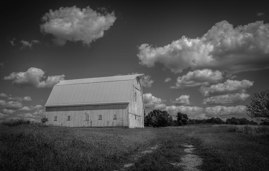 White Barn In Black And White Photograph by Ray Congrove