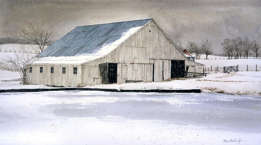 White Barn Painting by Tom Wooldridge