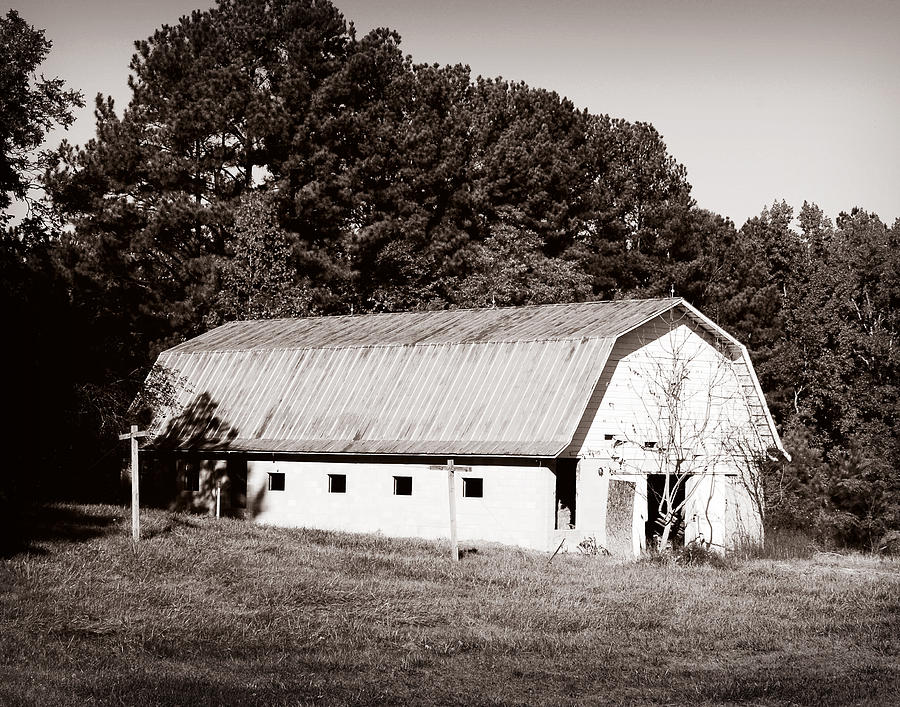 Barn Photograph - White Barn by Val Stone Creager