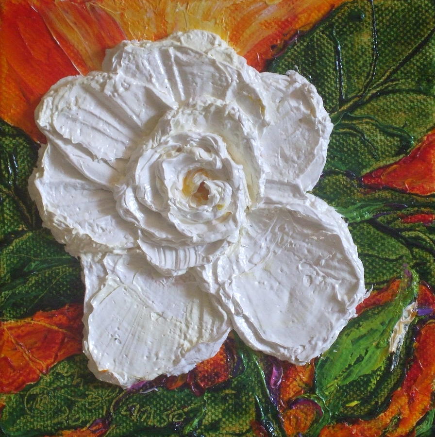 White Begonia Painting by Paris Wyatt Llanso