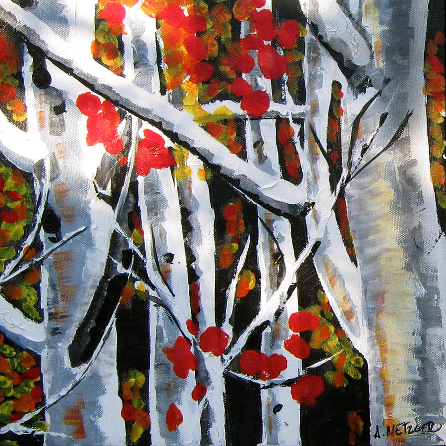White birch 3 Painting by Alan Metzger
