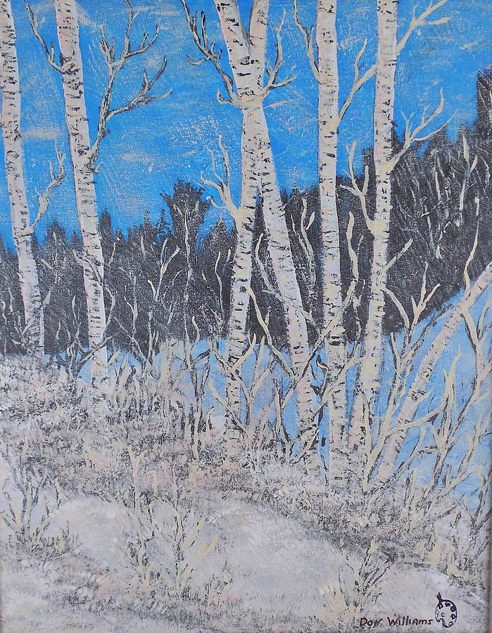 Black Painting - White Birch In The Snow by Don Williams Black Painting - White Birch In The Snow by Don Williams