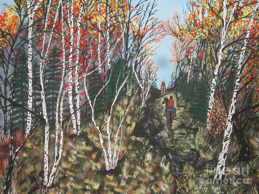 White Birch Trail Ride Painting by Jeffrey Koss