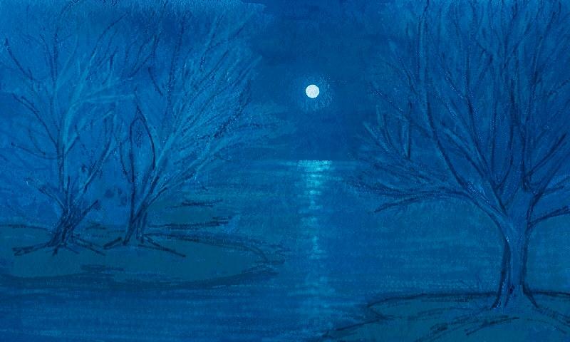 Landscape Drawing - White blue and blue by Alice Butera
