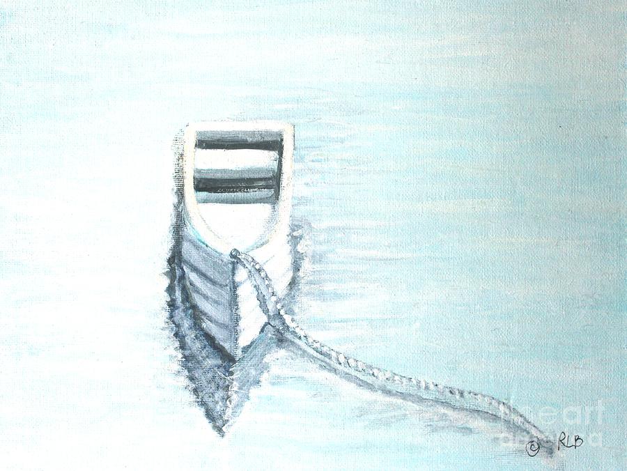 White Boat in Winter Painting by Rita Brown