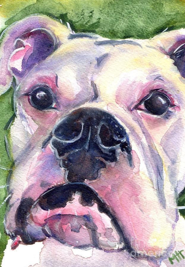 White Boxer Painting by Maria Reichert