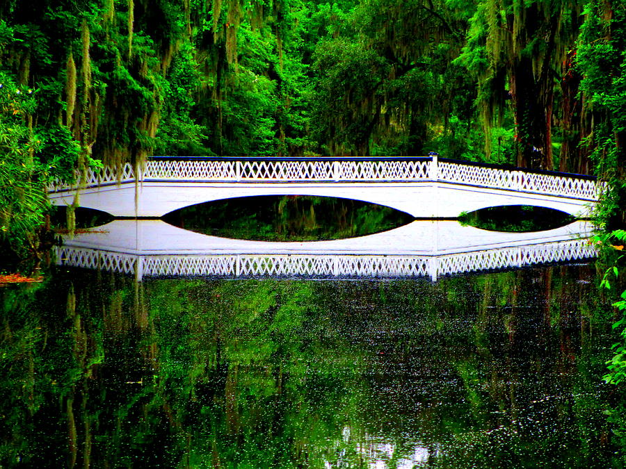 White Bridge Mirrored Photograph by Randall Weidner