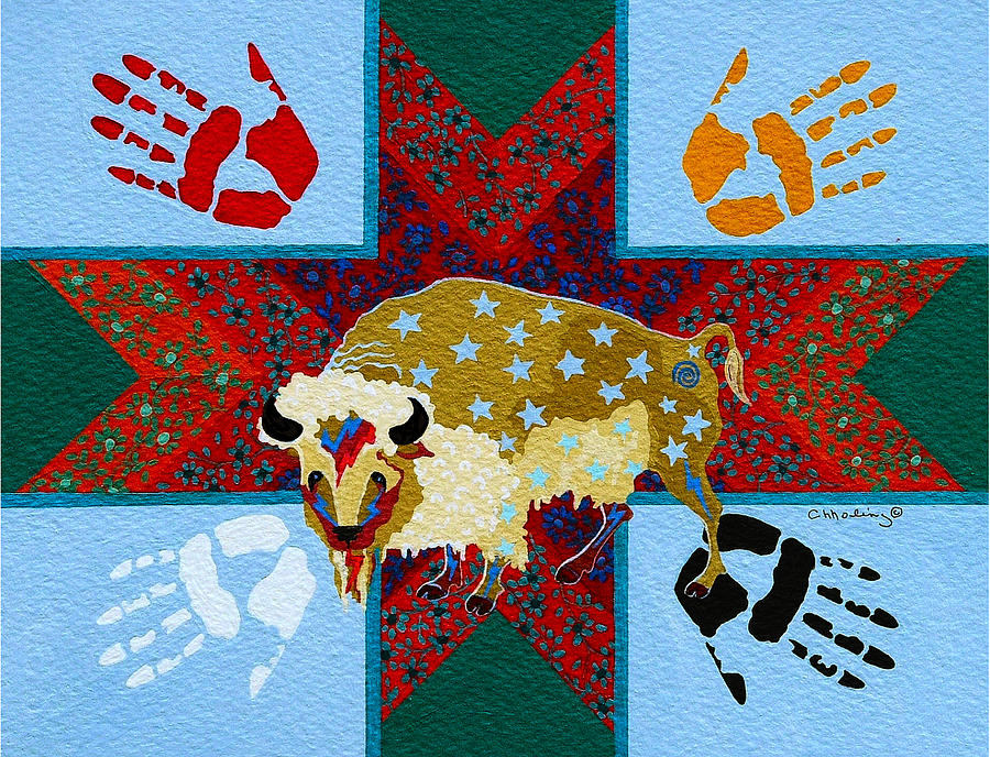 America Painting - White Buffalo Calf Legend by Chholing Taha