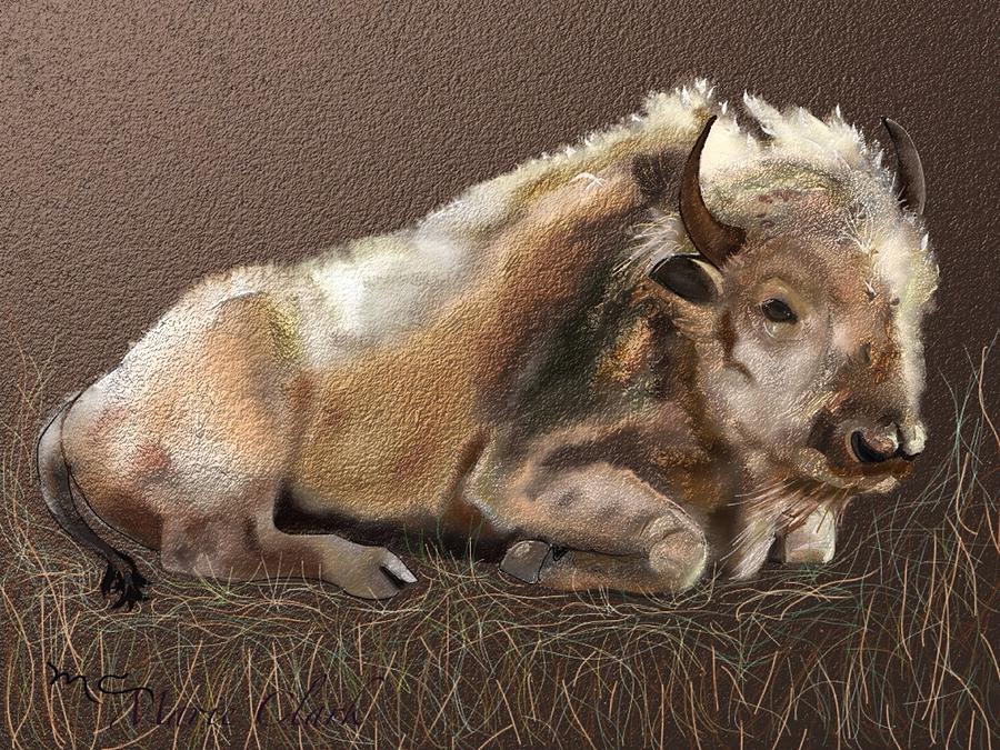 White Buffalo Painting By Marie Clark Fine Art America   White Buffalo Marie Clark 