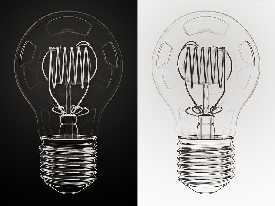 Bulb Digital Art - White Bulb Black Bulb by Scott Norris