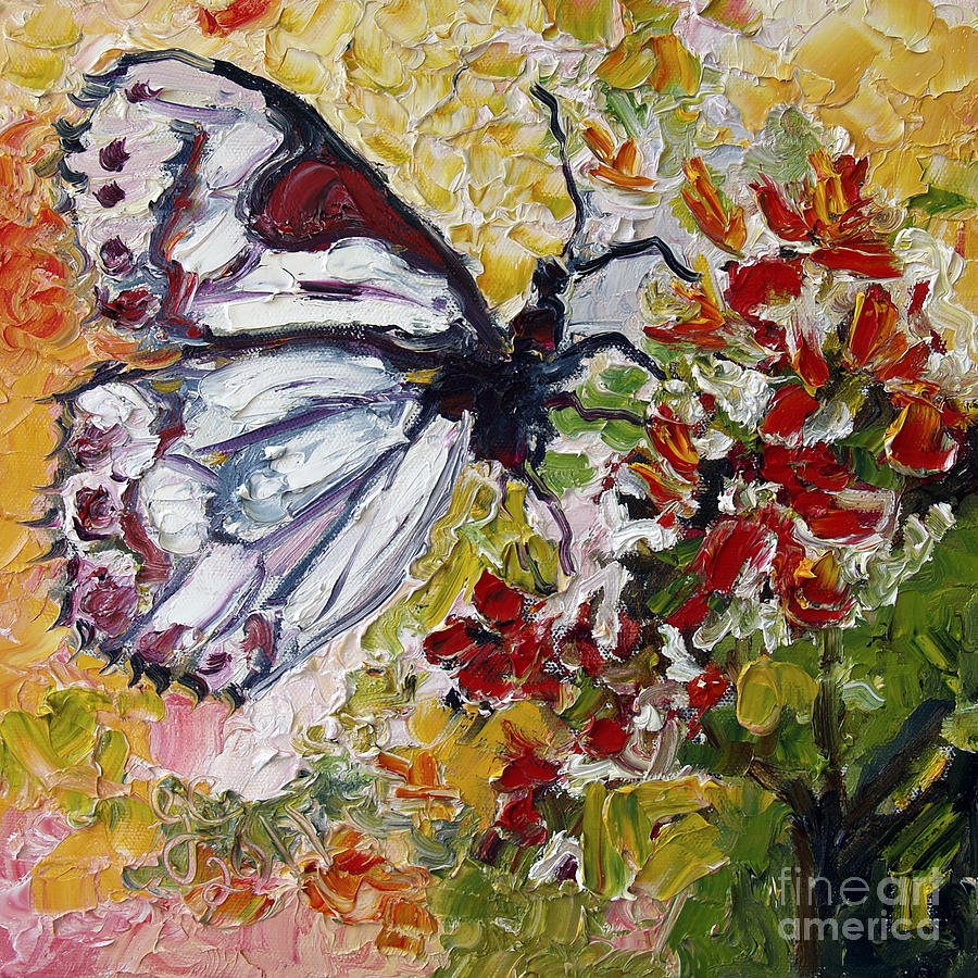 White Butterfly Impressionist Oil painting Painting by Ginette ...