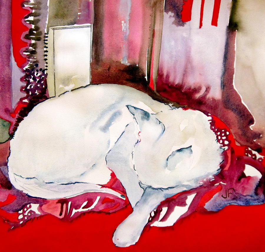 White Cat Painting by Jane Ferguson - Fine Art America