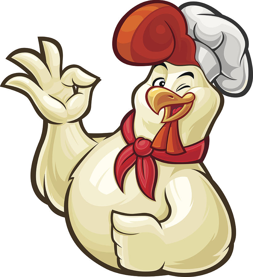 White Chicken - Chef Mascot Drawing by CandO_Designs