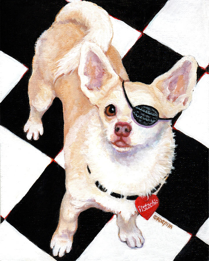 White Chihuahua - Pistachio Painting by Rebecca Korpita