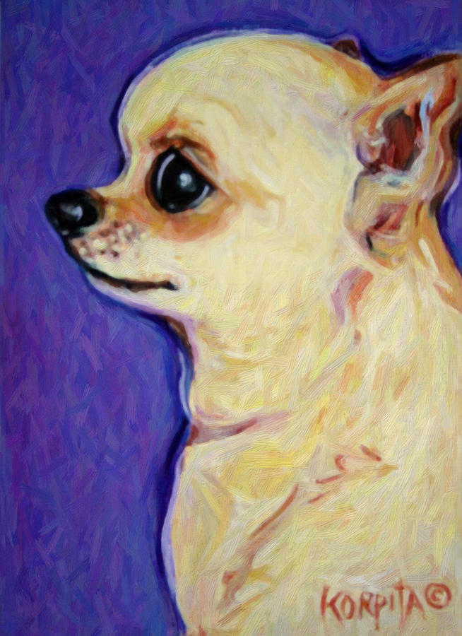 White Chihuahua - Sweet Pea Painting by Rebecca Korpita