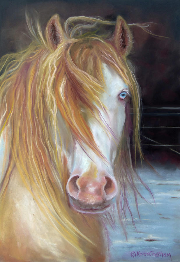 Horse Portrait Painting - White Chocolate Stallion by Karen Kennedy Chatham