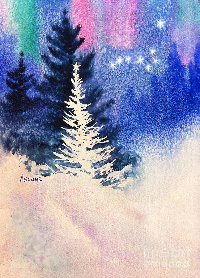 Winter Painting - White Christmas Tree by Teresa Ascone