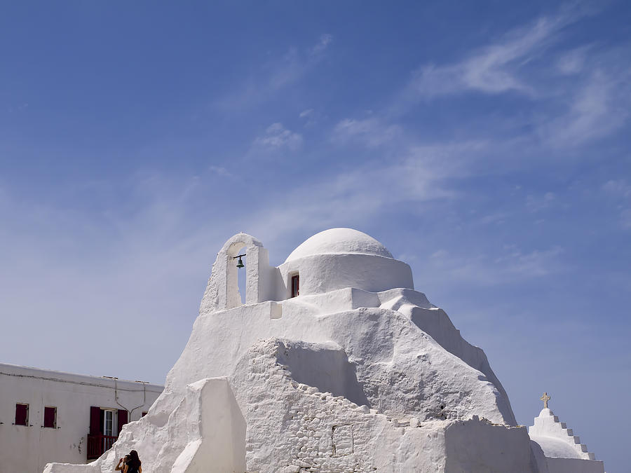 White Church in Mykonos Photograph by Brenda Kean