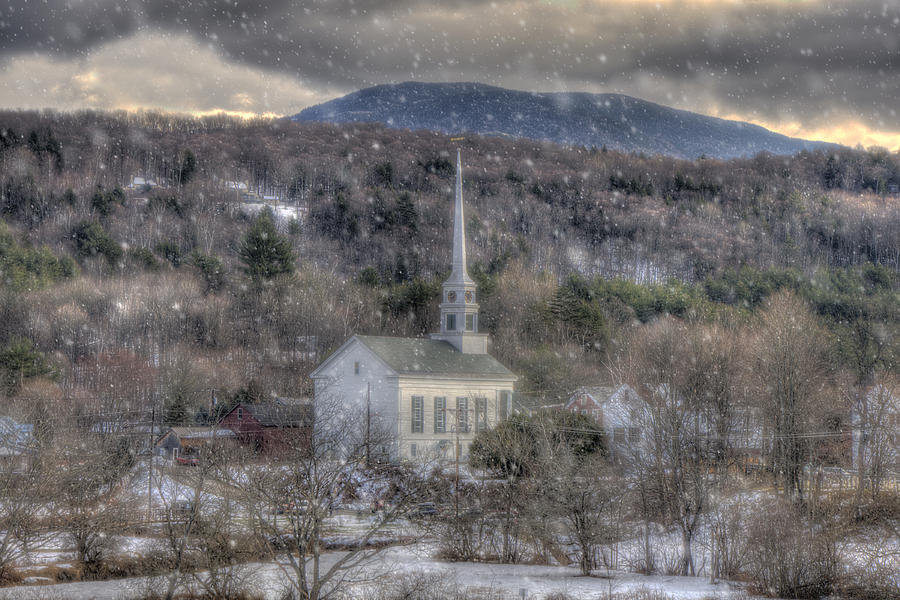 White Church in Stowe Vermont Photograph by Joann Vitali