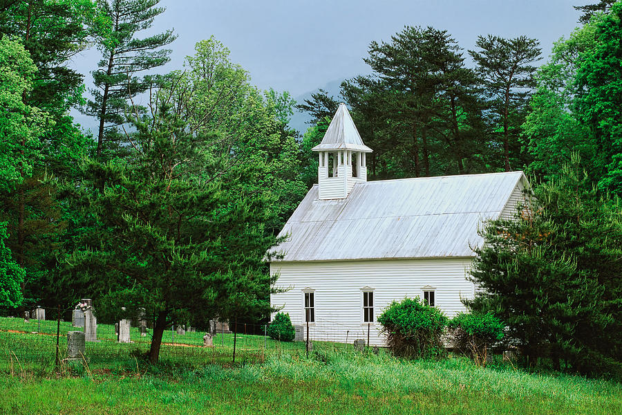 White Church in the Smoky Mountains National Park Photograph by David Davis