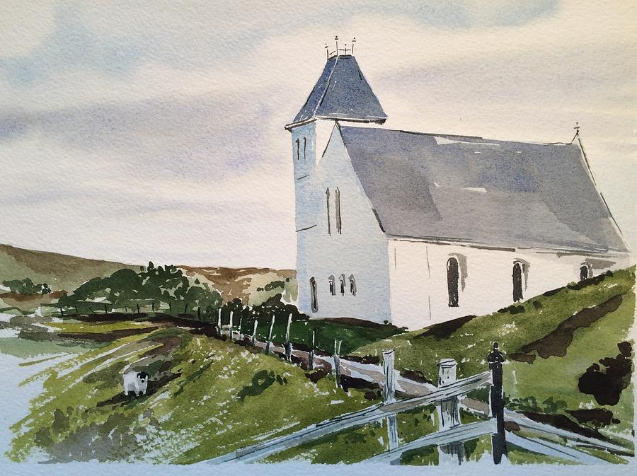 White Church in Uig #2 Painting by Robert Fugate